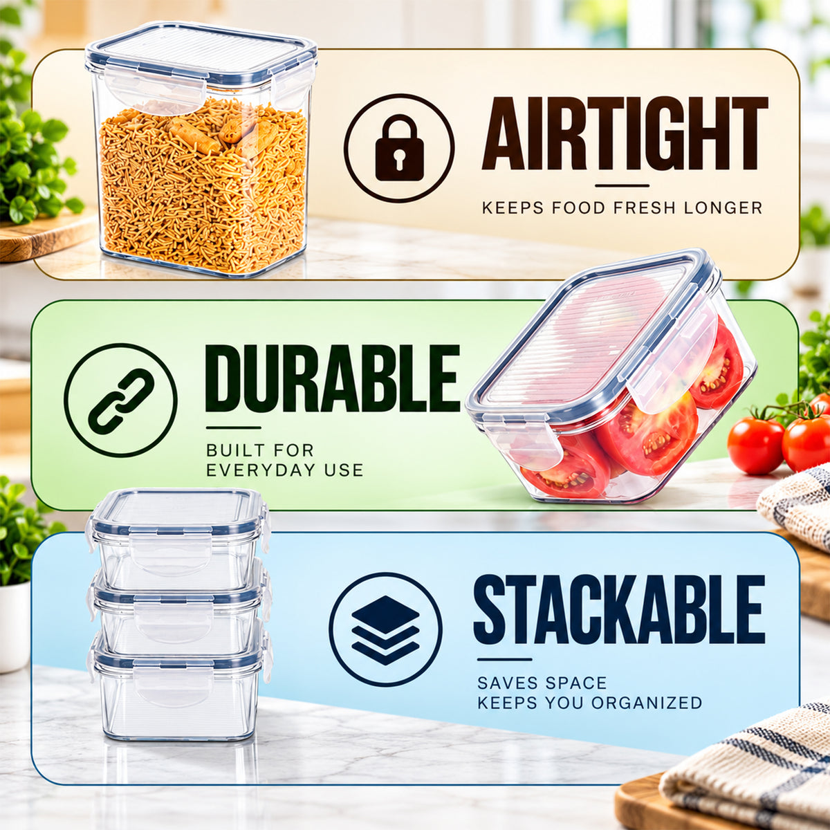 SoFresh SoClick Container 800ml 2pcs Set | Click-Lock Food Containers