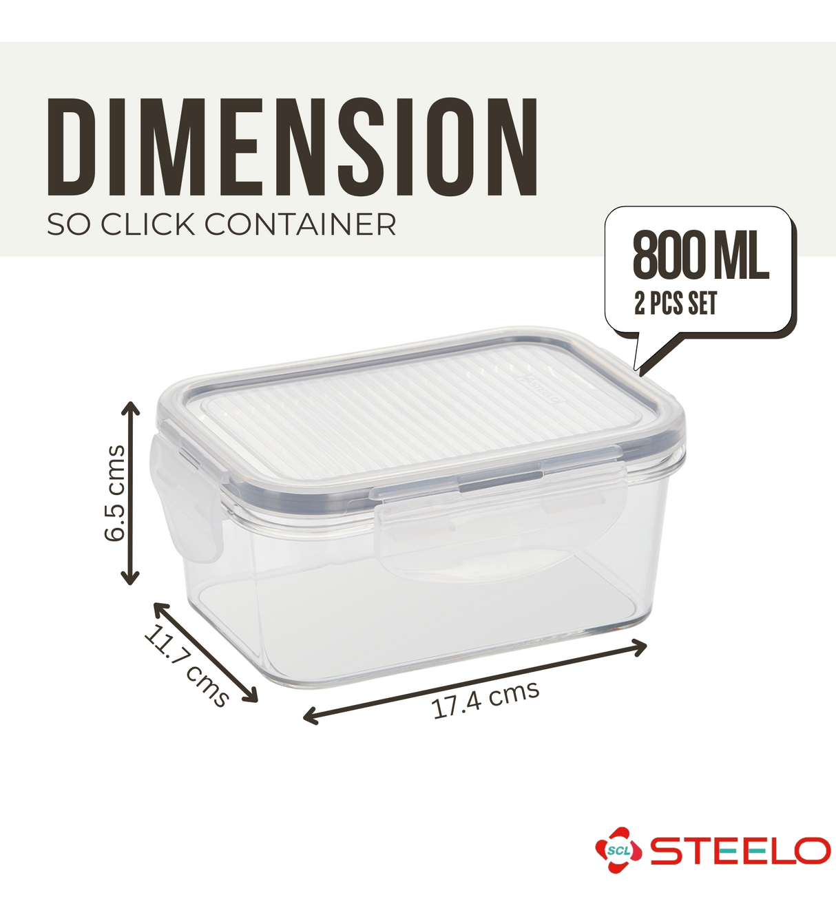 SoFresh SoClick Container 800ml 2pcs Set | Click-Lock Food Containers