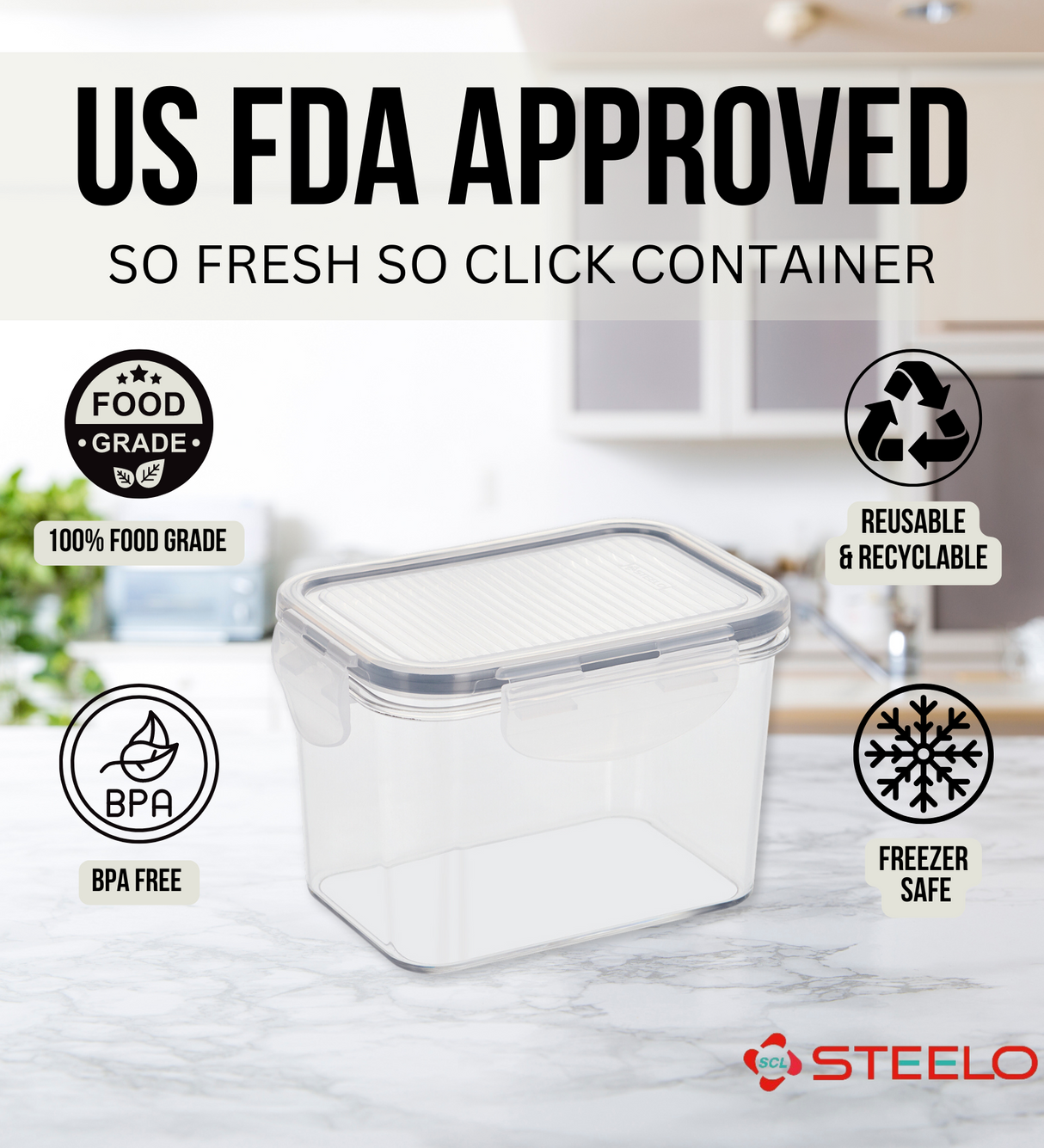 SoFresh SoClick Container 900ml 2pcs Set | Click-Lock Food Containers