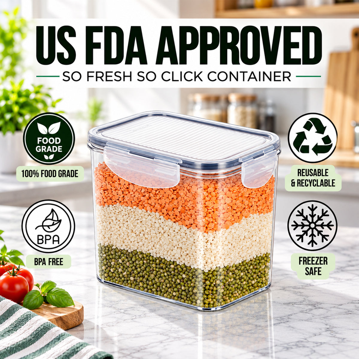 SoFresh SoClick Container 3pcs Set | Click-Lock Food Containers