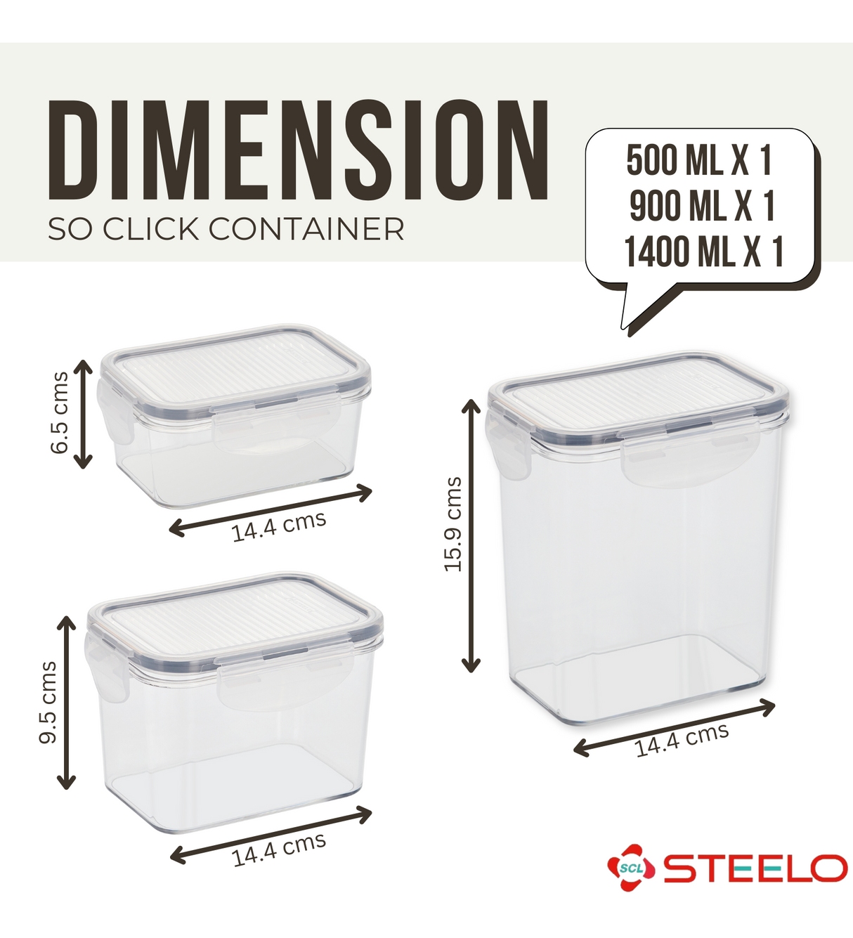SoFresh SoClick Container 3pcs Set | Click-Lock Food Containers