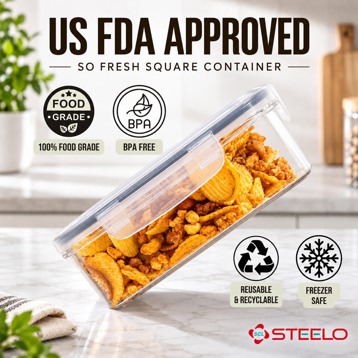 SoFresh Square Container 400ml 2pcs Set | Airtight Food Containers