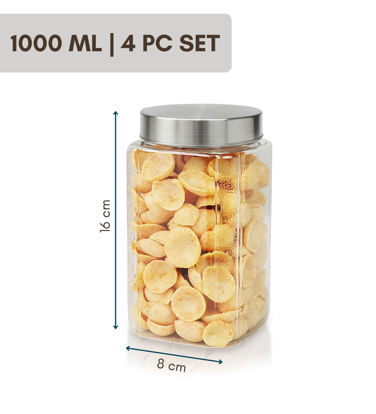 Varg Container 1000ml 4pcs Set | Stainless Steel Lids | Storage Jars