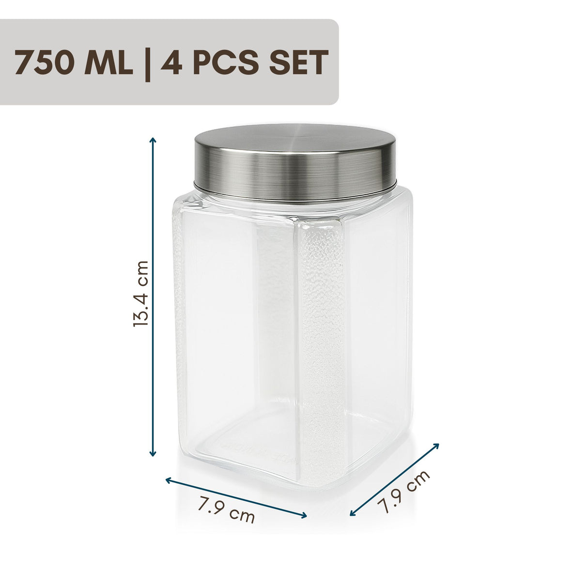 Varg Container 750ml 4pcs Set | Stainless Steel Lids | Storage Jars