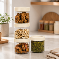Stack & Lock Square Container 600ml 4pcs Set | Stackable Storage Jars