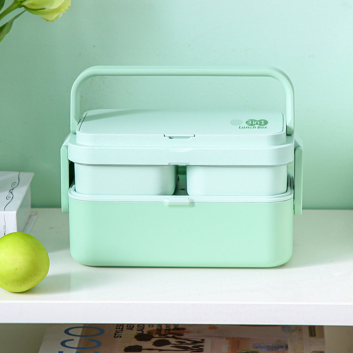 3 in 1 Bamboo Bento Lunch Box | Eco-Friendly Tiffin Box with Cutlery