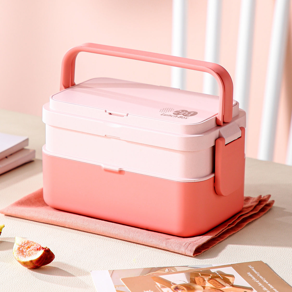 2 in 1 Bamboo Bento Lunch Box | Eco-Friendly Tiffin Box with Cutlery