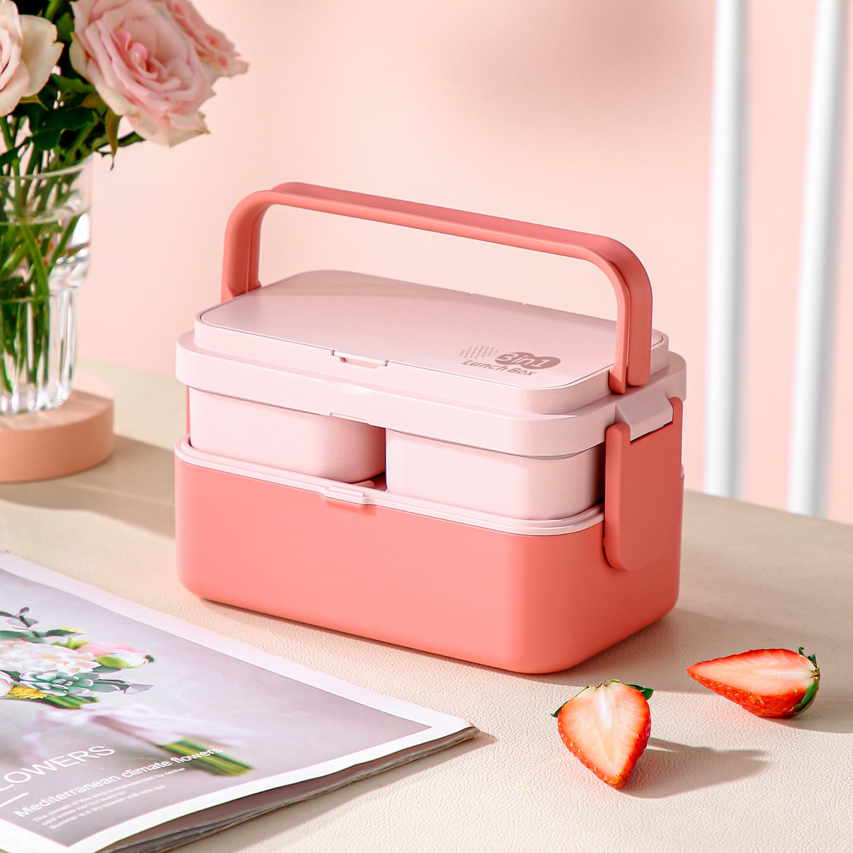 3 in 1 Bamboo Bento Lunch Box | Eco-Friendly Tiffin Box with Cutlery