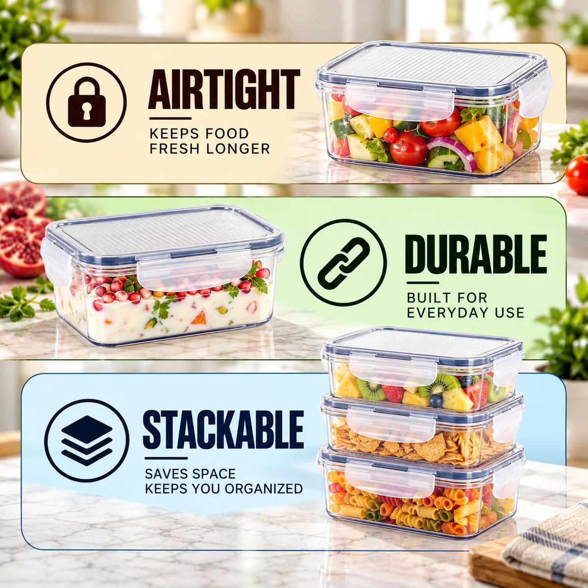 SoFresh SoClick Container 900ml 2pcs Set | Click-Lock Food Containers