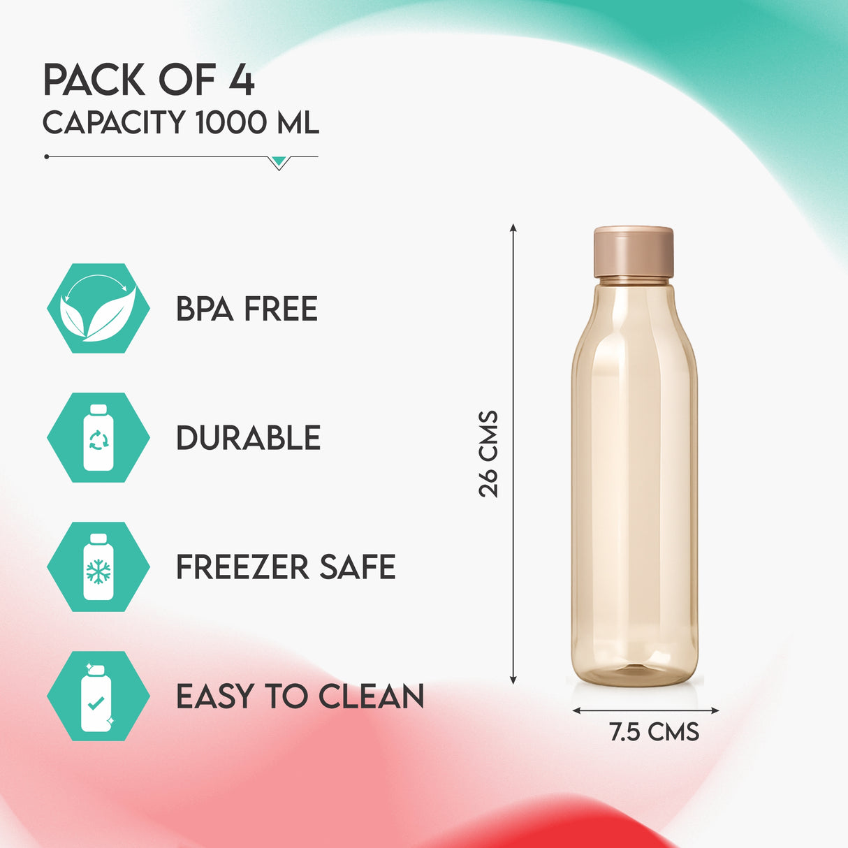 Aqua Water Bottle 4pcs Set | Leakproof Everyday Water Bottles
