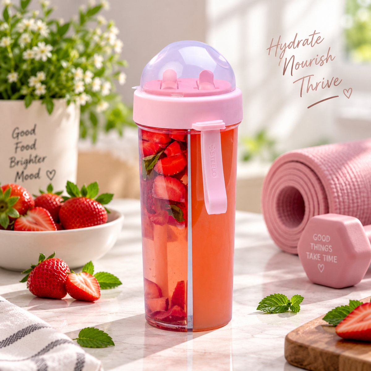 Sipmate Dual Sipper Bottle 600ml | Dual Sipper Water Bottle