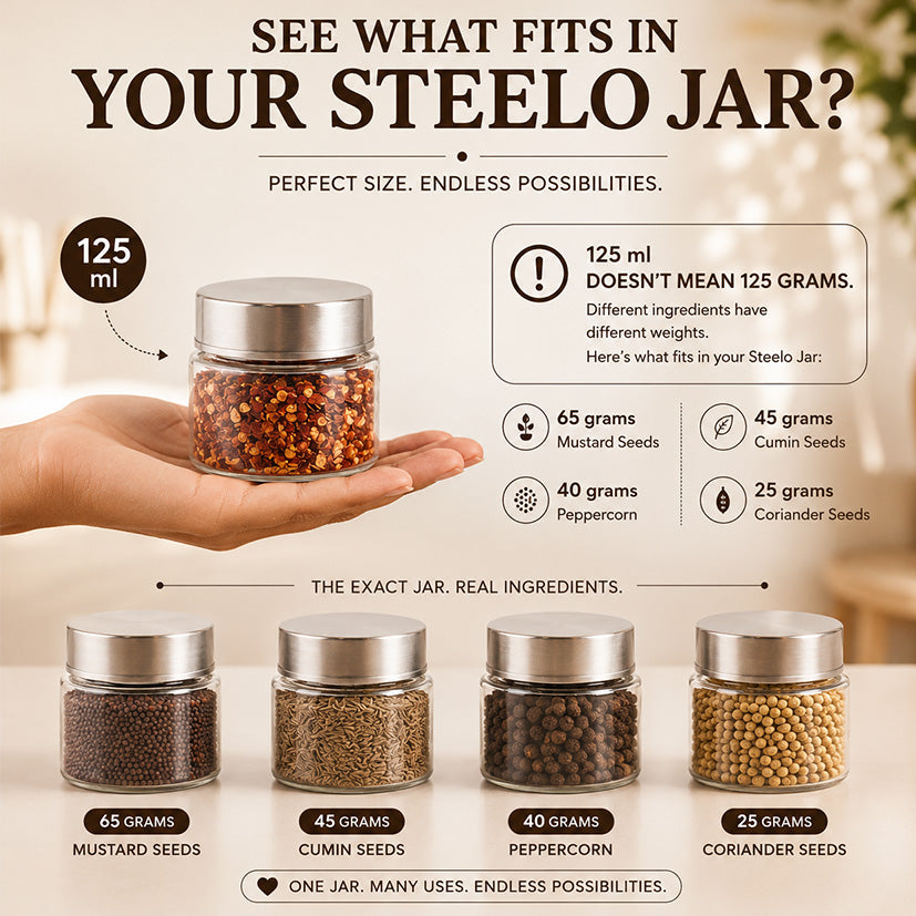 Homely Container 125ml 6pcs Set | Stainless Steel Lids | Storage Jars