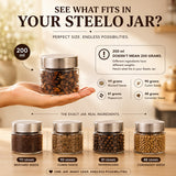 Homely Container 200ml 6pcs Set | Stainless Steel Lids | Storage Jars