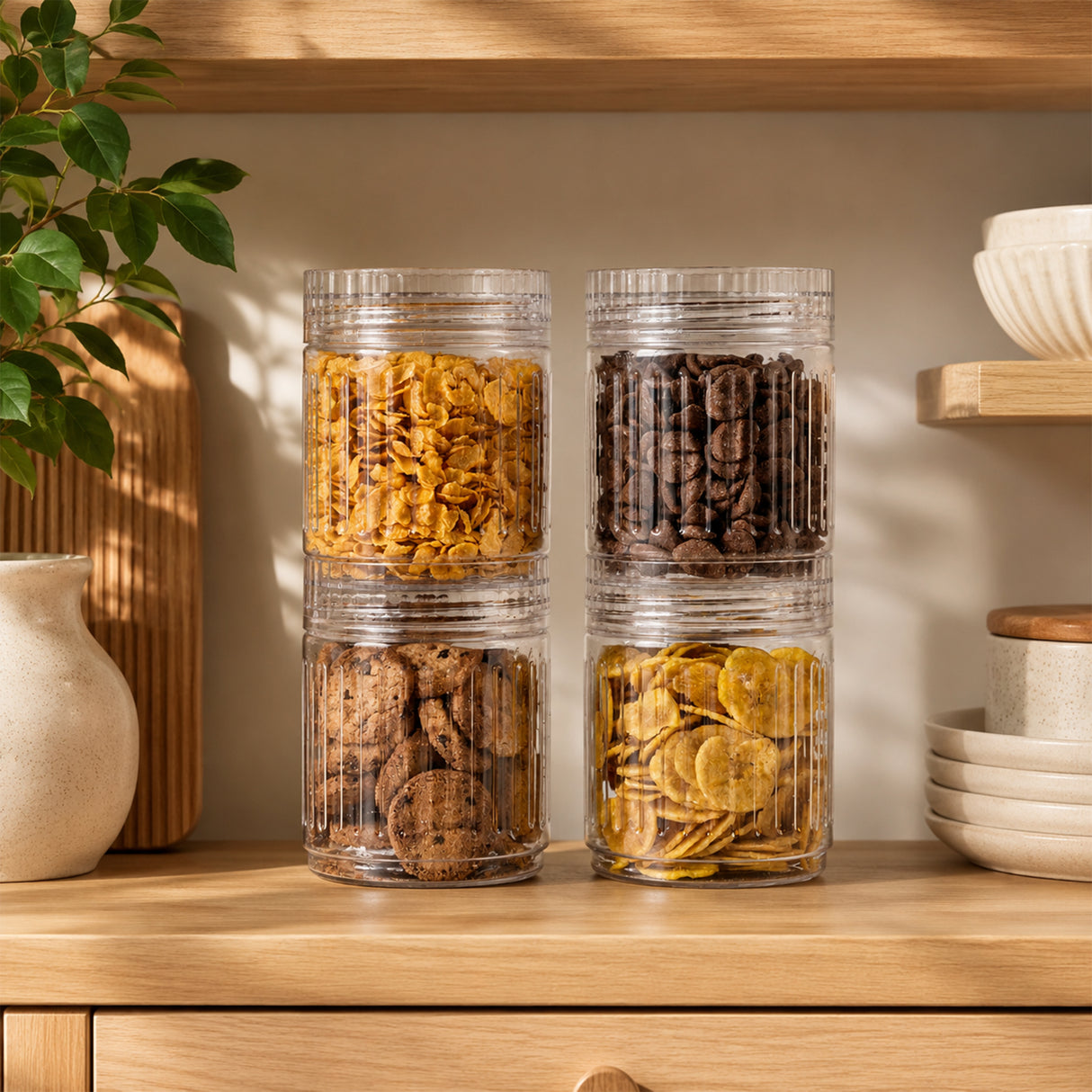 Prism Jar 1000ml 4pcs Set | Stackable Kitchen Storage Jars