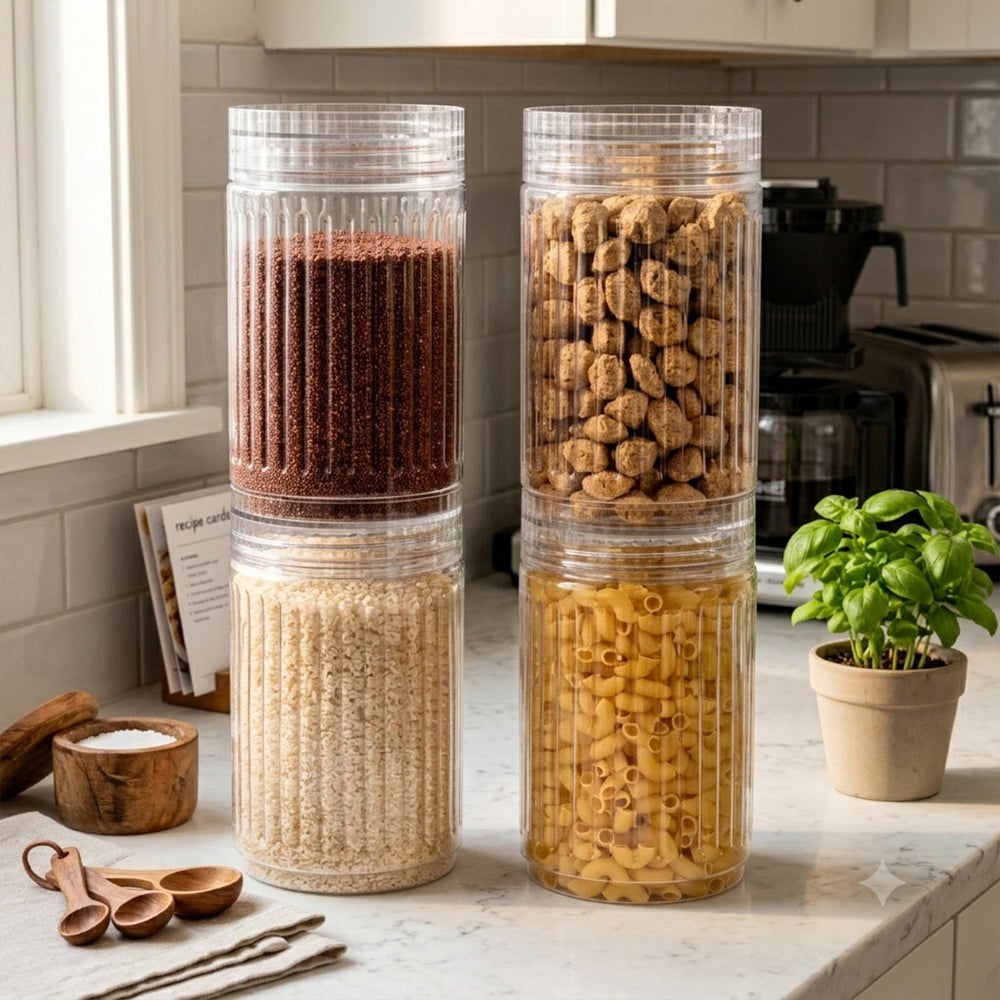 Prism Jar 1250ml 4pcs Set | Stackable Kitchen Storage Jars