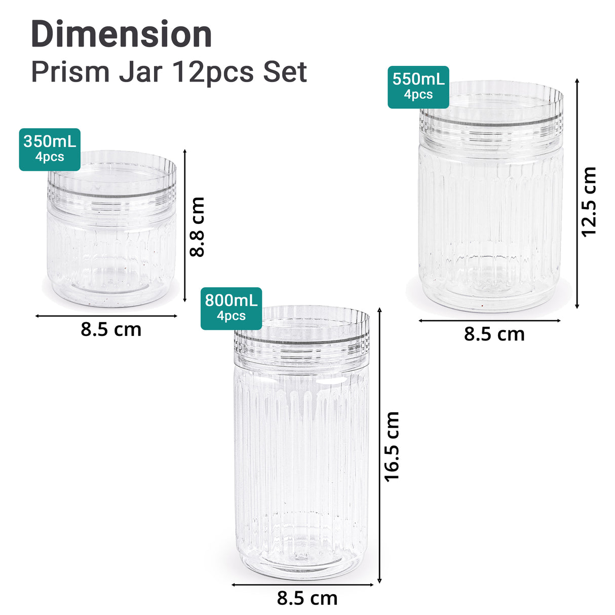 Prism Jar 12pcs Set Small | Stackable Kitchen Storage Jars