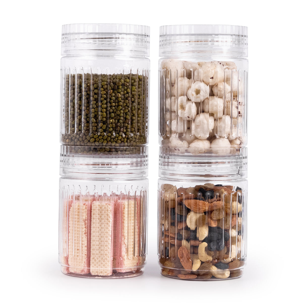 Prism Jar 550ml 4pcs Set | Stackable Kitchen Storage Jars