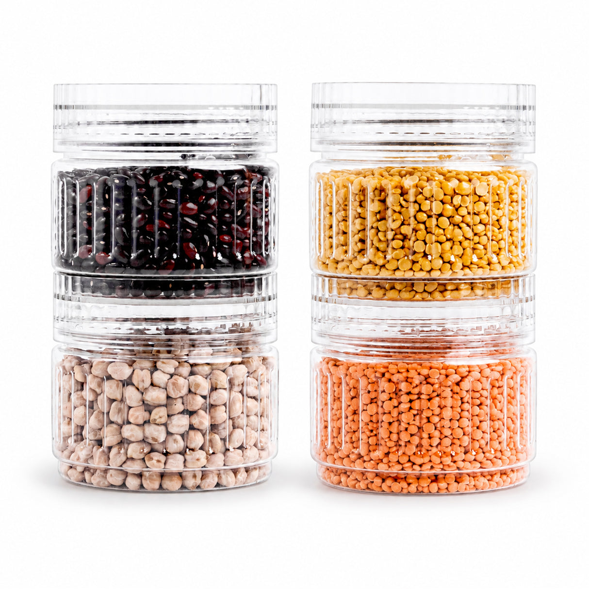 Prism Jar 600ml 4pcs Set | Stackable Kitchen Storage Jars