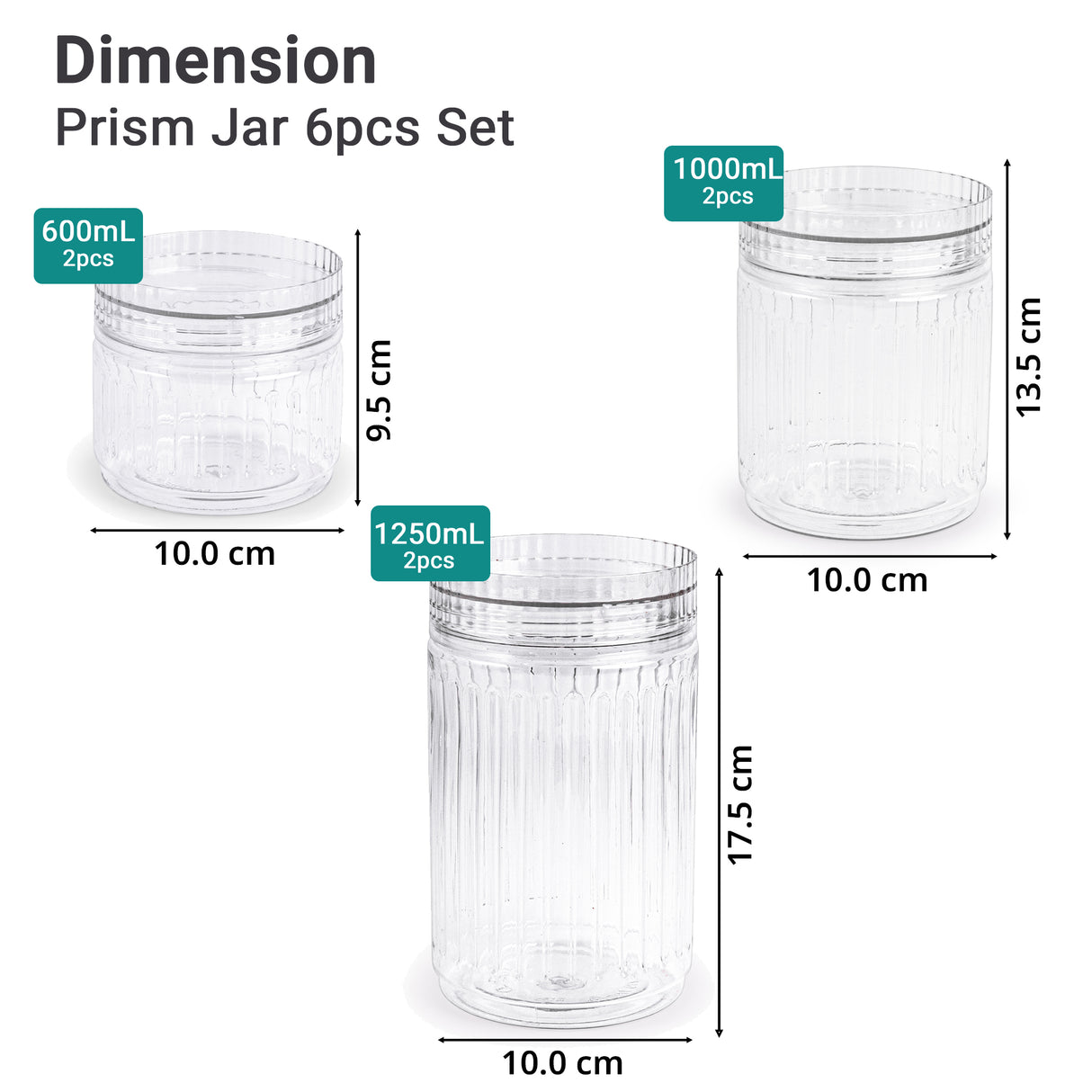 Prism Jar 6pcs Set | Stackable Kitchen Storage Jars