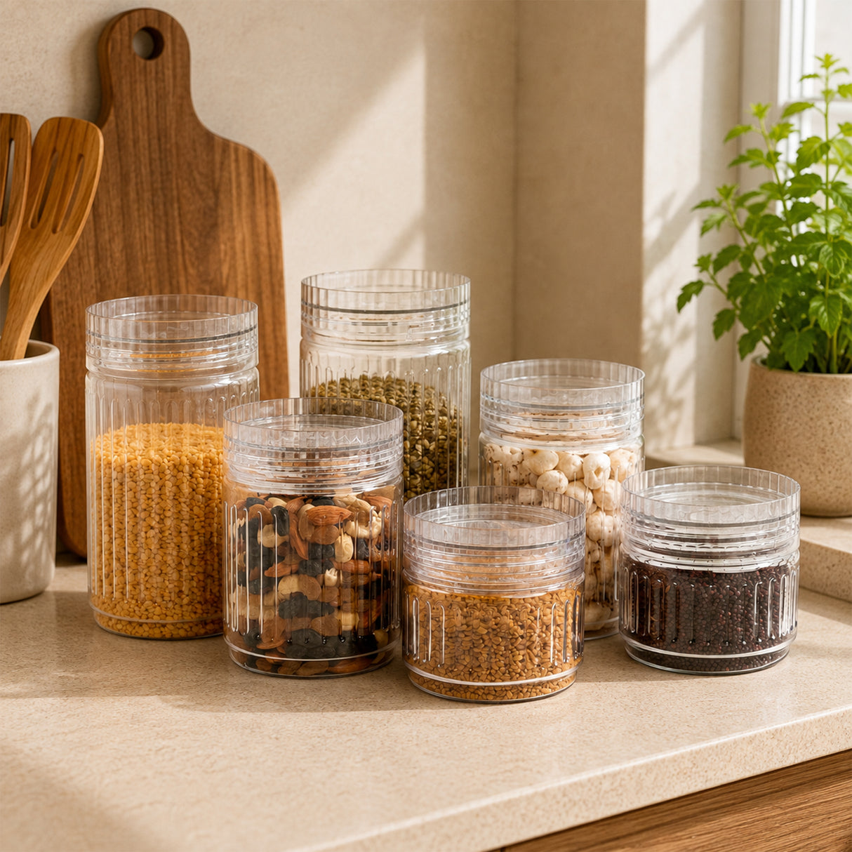 Prism Jar 6pcs Set Small | Stackable Kitchen Storage Jars