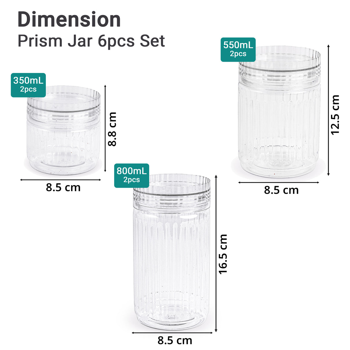 Prism Jar 6pcs Set Small | Stackable Kitchen Storage Jars