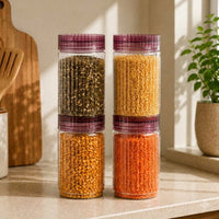 Prism Jar 800ml 4pcs Set | Stackable Storage Containers | Wine Cap