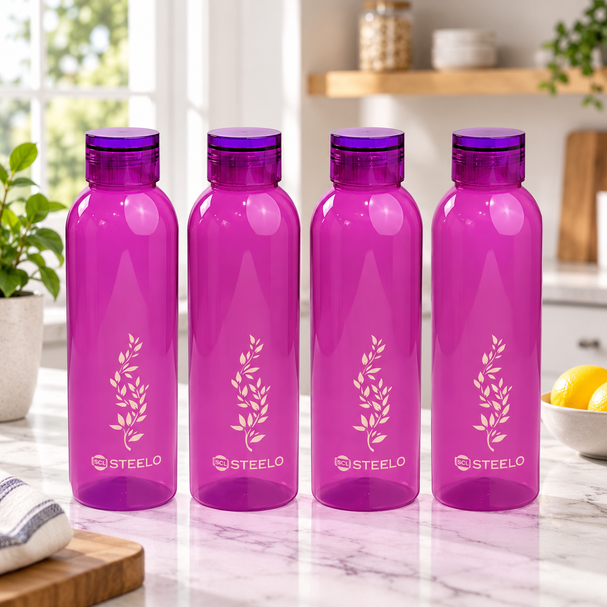 Puro Water Bottle 1L 4pcs Set | Leakproof Everyday Water Bottles