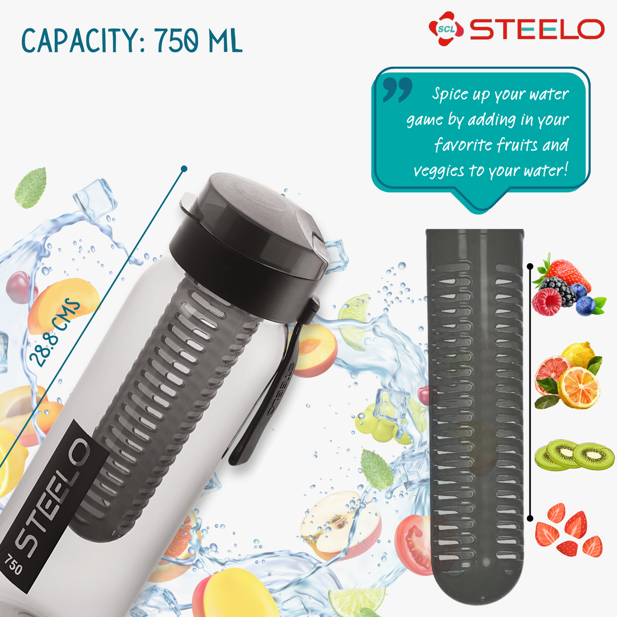 Sante Infuser Bottle 750ml 2 pcs Set | Fruit Infuser Water Bottle