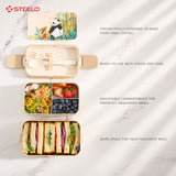 2 in 1 Bamboo Bento Lunch Box | Eco-Friendly Tiffin Box with Cutlery