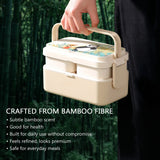 3 in 1 Bamboo Bento Lunch Box | Eco-Friendly Tiffin Box with Cutlery