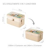3 in 1 Bamboo Bento Lunch Box | Eco-Friendly Tiffin Box with Cutlery