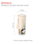 Bamboo Double Walled Flask 450ml | Insulated Flask | Panda Print