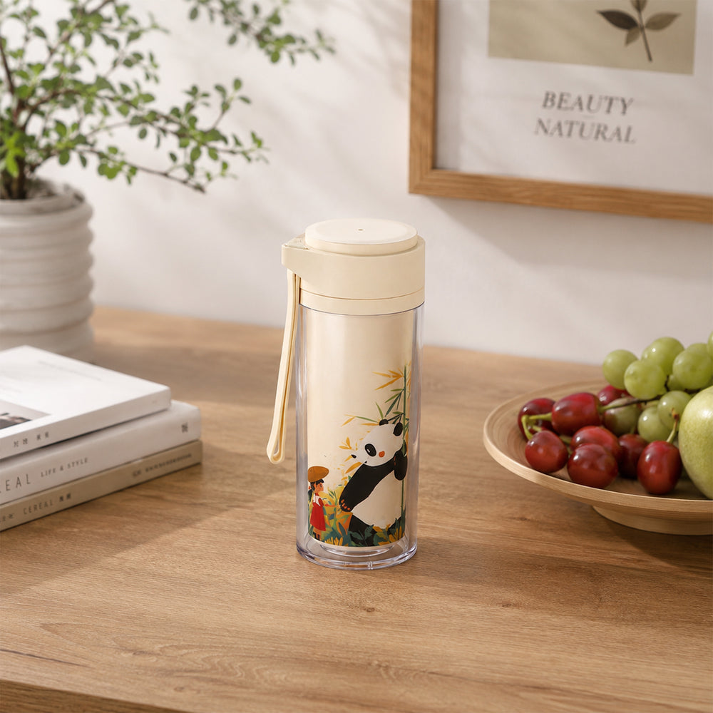 Bamboo Double Walled Flask 450ml | Insulated Flask | Panda Print