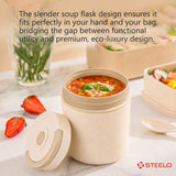 Bamboo Slender Soup Flask 500ml | Insulated Soup Flask | Beige