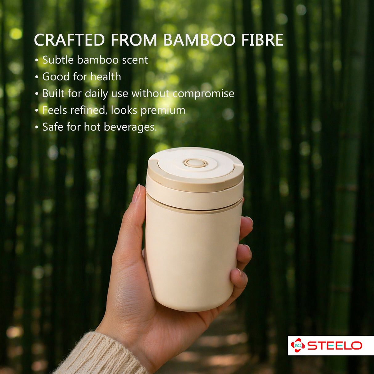 Bamboo Slender Soup Flask 500ml | Insulated Soup Flask | Beige