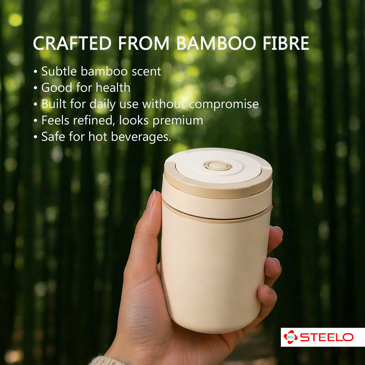 Bamboo Slender Soup Flask 500ml | Insulated Soup Flask | Beige
