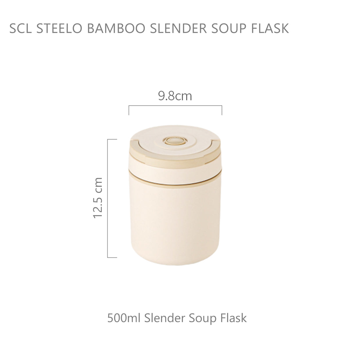 Bamboo Slender Soup Flask 500ml | Insulated Soup Flask | Beige