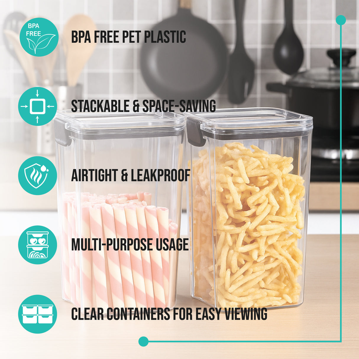 SoFresh FrameUp 1300ml 2pcs Set | Airtight Clip-Lock Storage Jars