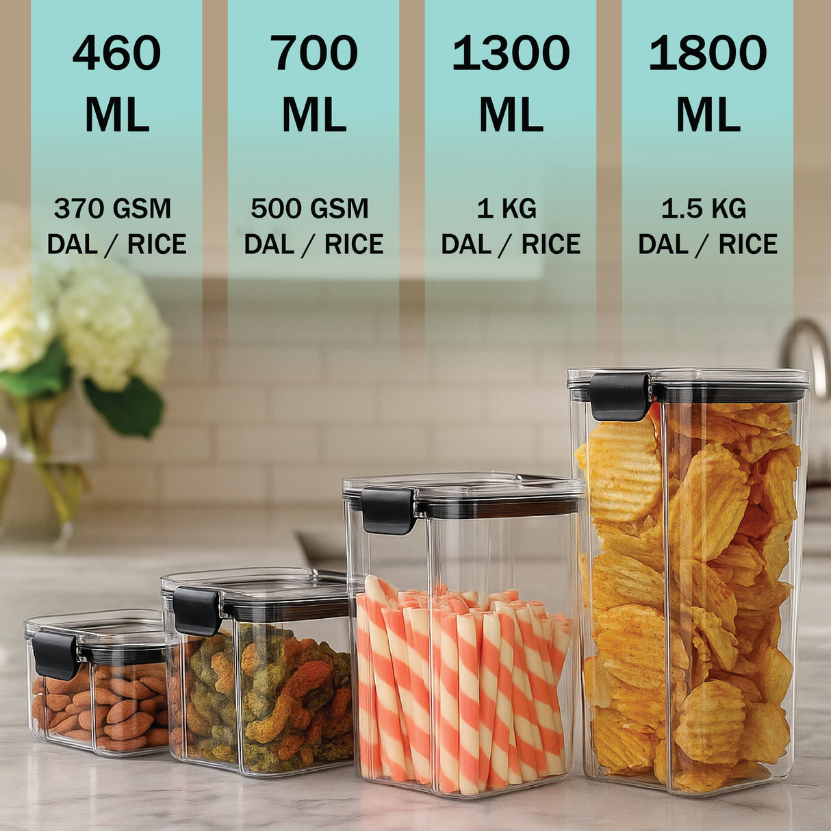 SoFresh FrameUp 1300ml 2pcs Set | Airtight Clip-Lock Storage Jars