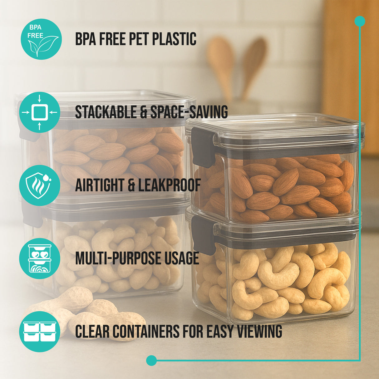SoFresh FrameUp 460ml 4pcs Set | Airtight Clip-Lock Storage Jars