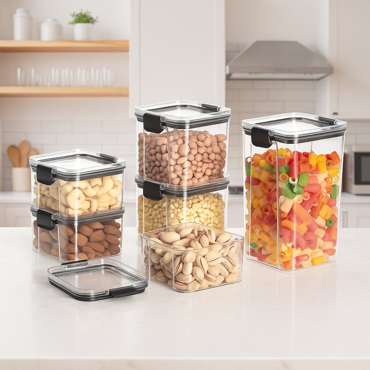 SoFresh FrameUp 6pcs Set (460ml x3, 700ml x2, 1300ml x1) | Airtight Clip-Lock Storage Jars
