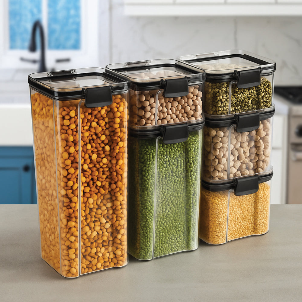 SoFresh FrameUp 6pcs Set (460ml x2, 700ml x2, 1300ml x1, 1800ml x1) | Airtight Clip-Lock Storage Jars