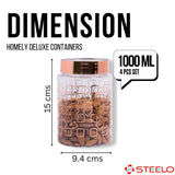 Homely Deluxe Container 1000ml 4pcs Set | Premium Airtight Storage Jars