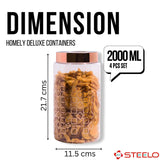 Homely Deluxe Container 2000ml 4pcs Set | Premium Airtight Storage Jars