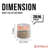 Homely Deluxe Container 200ml 6pcs Set | Premium Airtight Storage Jars