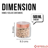 Homely Deluxe Container 500ml 4pcs Set | Premium Airtight Storage Jars