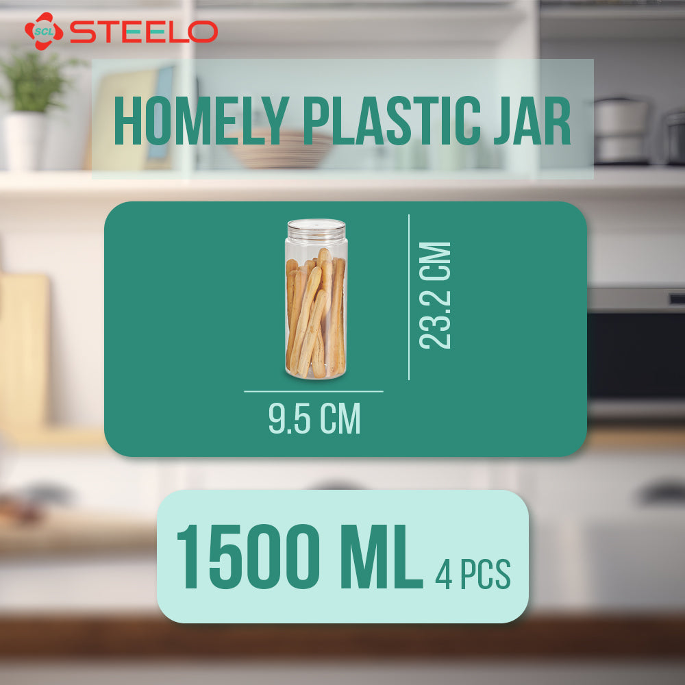 Homely Container 1500ml 4pcs Set | Airtight Kitchen Storage Jars