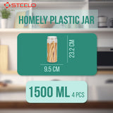 Homely Container 1500ml 4pcs Set | Airtight Kitchen Storage Jars
