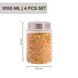 Homely Container 1000ml 4pcs Set | Stainless Steel Lids | Storage Jars
