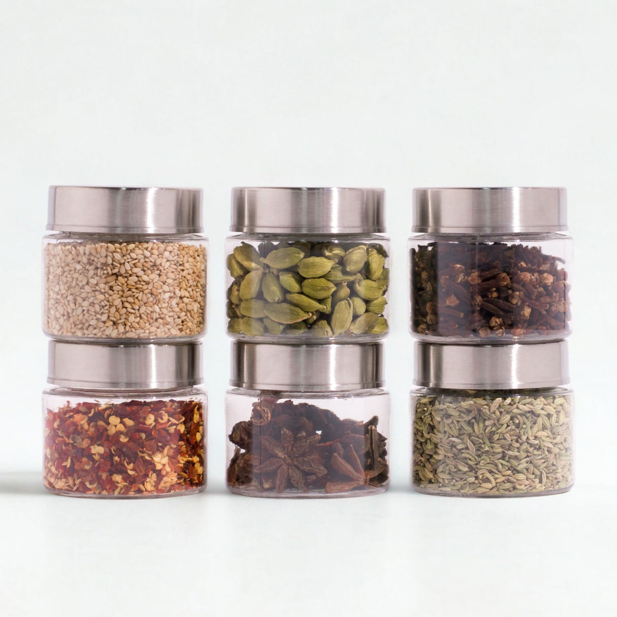 Homely Container 125ml 6pcs Set | Stainless Steel Lids | Storage Jars